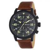 Henley Men's Bold Textured sports Black Dial With Brown Leather Strap Watch H02212.3