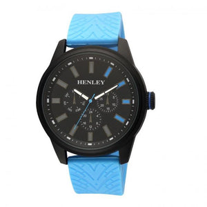 Henley Men's Black Dial Blue Silicone Sports Rubber Strap Watch H02203.6