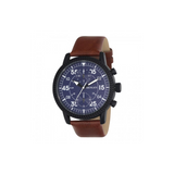 Henley Men's Bold Textured sports Blue Dial With Brown Leather Strap Watch H02212.6