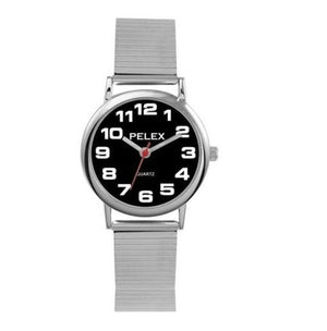 PELEX Gents Expandable Bracelet Quartz Watch PLX-0006-SILVER-BLACK