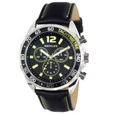 Henley Mens Multi Eye Green Dial With Black Sports Large Leather Strap Watch H02221.9