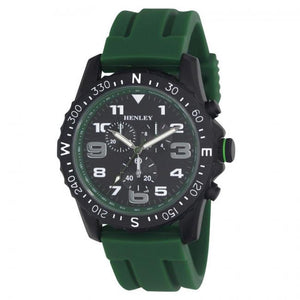 Henley Men's Multi Eye Black Dial With Green Sports Silicone Rubber Strap Watch H02208.11