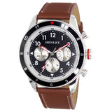 Henley Mens Multi Eye Black Dial With Brown Sports Large Leather Strap Watch H02219.2