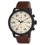 Henley Men's Bold Textured sports Cream Dial With Brown Leather Strap Watch H02212.4