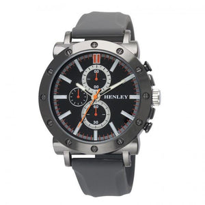 Henley Men's Polished Dial Grey Silicone Sports Rubber Strap Watch H02205.13