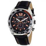 Henley Mens Multi Eye Orange Dial With Black Sports Large Leather Strap Watch H02221.8