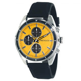 Henley Mens Multi Eye Yellow Dial With Black Sports Silicone Rubber Strap Watch H02209.11