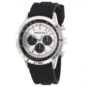 Henley Mens Multi Eye Silver Dial With Sports Large Black Silicone Strap Watch H02220.13